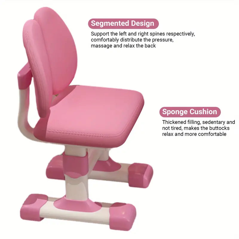Kids Study Desk & Chair Set – Adjustable Height with Bookshelves & Cartoon Design