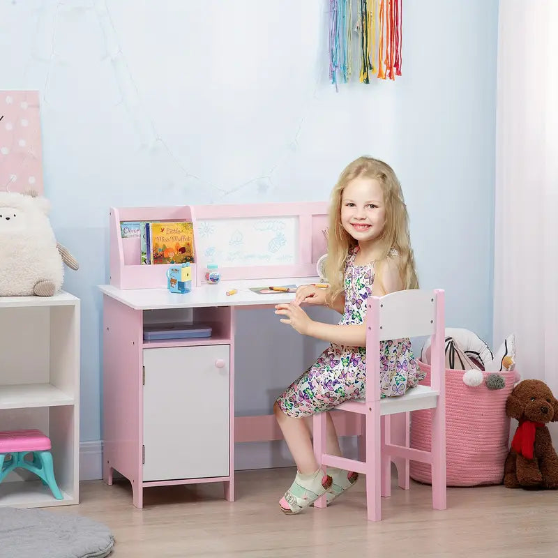 Kids Vanity Set – Pink Princess Makeup Table with Mirror & Chair (Ages 3–7)