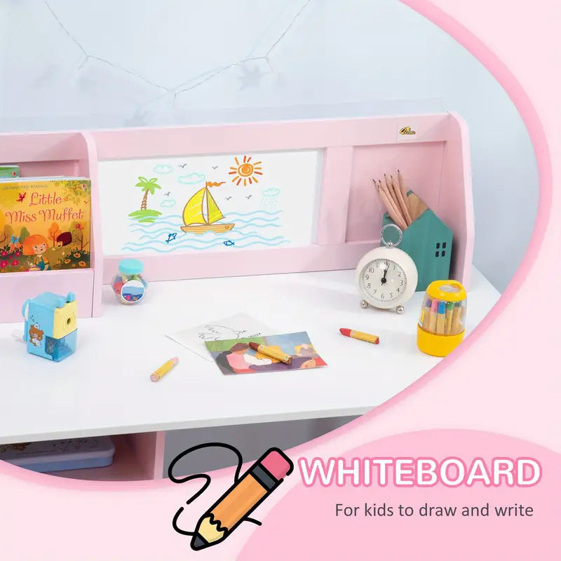 Kids Vanity Set – Pink Princess Makeup Table with Mirror & Chair (Ages 3–7)