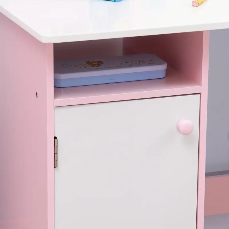Kids Vanity Set – Pink Princess Makeup Table with Mirror & Chair (Ages 3–7)