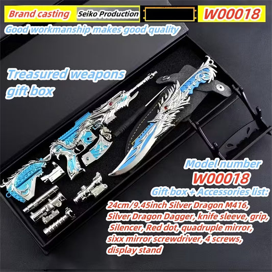 Deluxe M416 Metal Rifle Set – 9.45” Collectible with Dagger & Display Stand