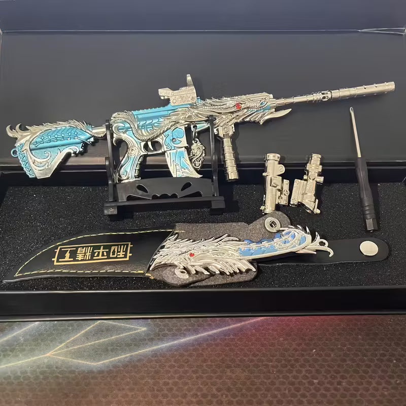 Deluxe M416 Metal Rifle Set – 9.45” Collectible with Dagger & Display Stand
