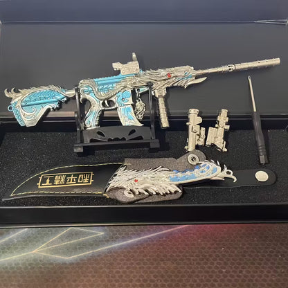 Deluxe M416 Metal Rifle Set – 9.45” Collectible with Dagger & Display Stand