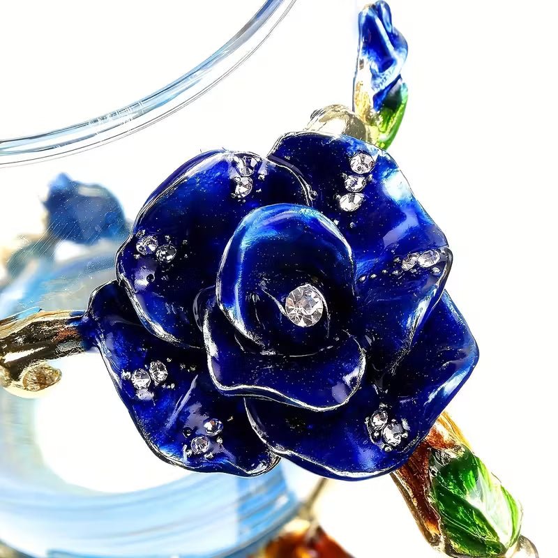 Butterfly Rose Enamel Glass Cup & Spoon Set – Reusable Gift Tea Cup