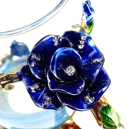 Butterfly Rose Enamel Glass Cup & Spoon Set – Reusable Gift Tea Cup