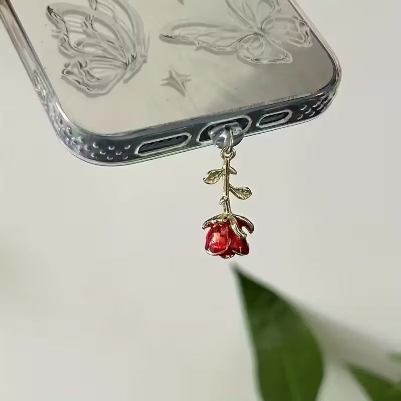 Silicone Rose Dust Plug – Fits iPhone, Type-C & Android Ports