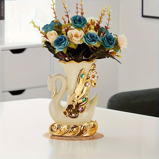 2pcs Elegant Swan Ceramic Vases – Vintage Style Centerpieces for Home Decor