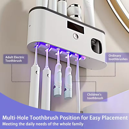 Smart Wall-Mounted Toothbrush Holder with Automatic Toothpaste Dispenser – USB Rechargeable