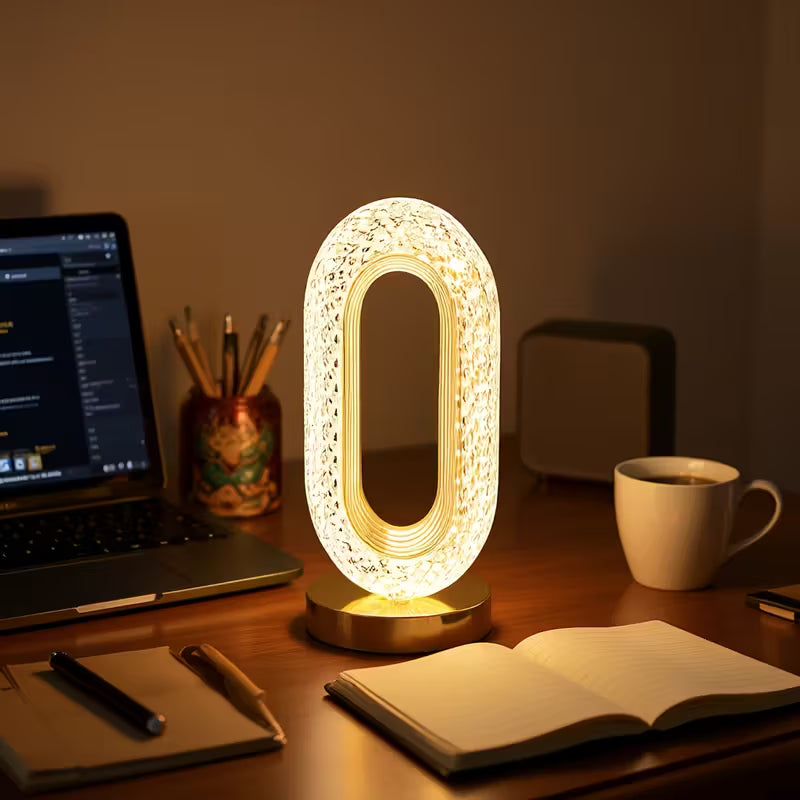 2pcs LED Acrylic Crystal Table Lamps – 3-Color Adjustable USB Ambient Night Lights