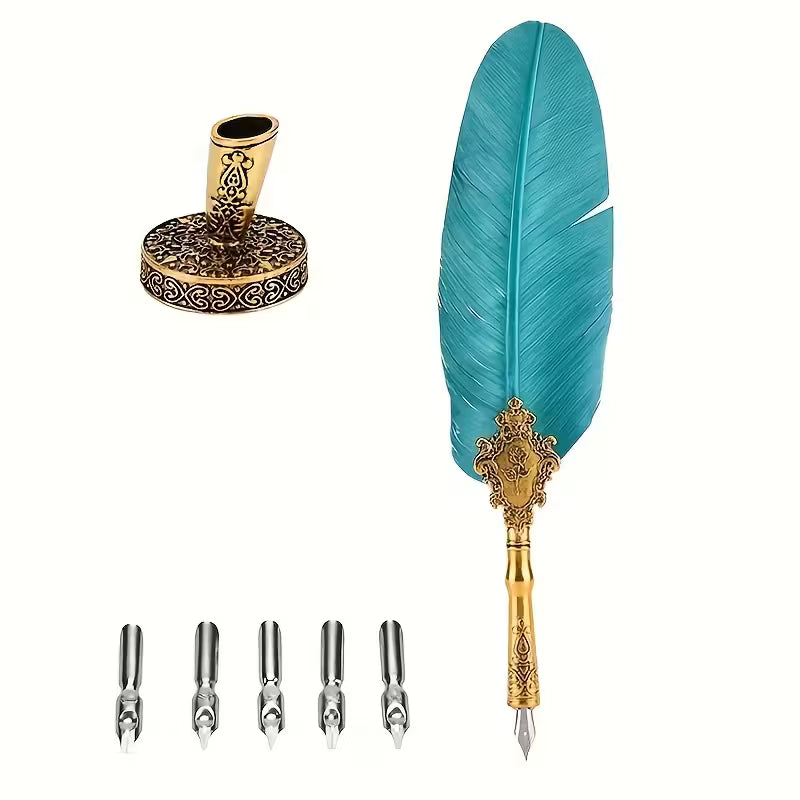 Classic Retro Fountain Dip Pen Set with 5 Replacement Nibs – Gift Box