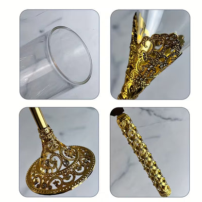 4pcs Elegant Champagne Flutes Set with Rhinestones – Reusable Wedding Glassware