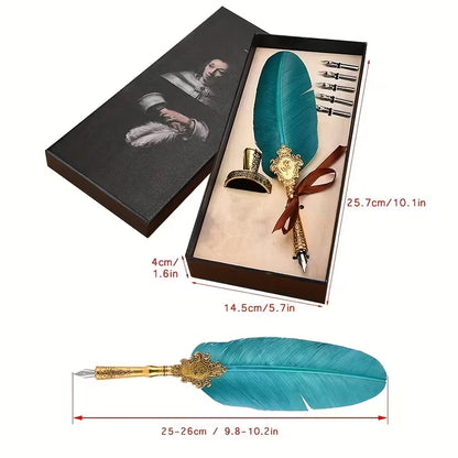 Classic Retro Fountain Dip Pen Set with 5 Replacement Nibs – Gift Box
