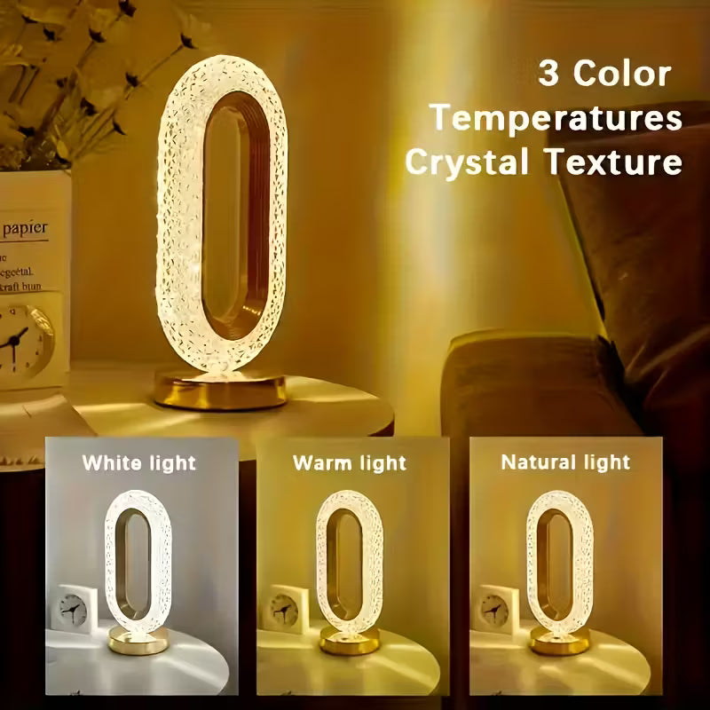 2pcs LED Acrylic Crystal Table Lamps – 3-Color Adjustable USB Ambient Night Lights