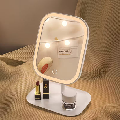 LED Makeup Mirror with 3 Lighting Modes – Rechargeable Foldable Vanity Mirror for Travel