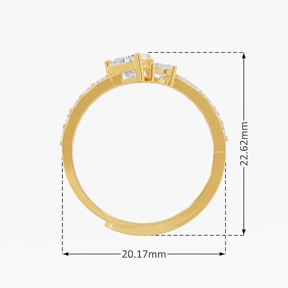 Silver Dual Hearts Ring – 18K Gold & Rose Gold Plated