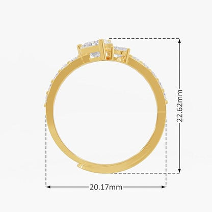 Silver Dual Hearts Ring – 18K Gold & Rose Gold Plated