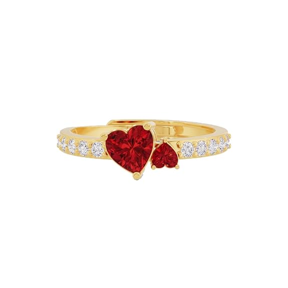 Silver Dual Hearts Ring – 18K Gold & Rose Gold Plated