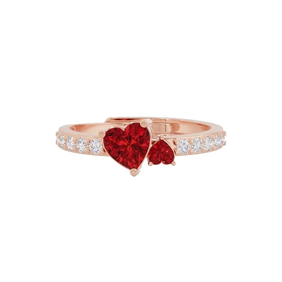 Silver Dual Hearts Ring – 18K Gold & Rose Gold Plated