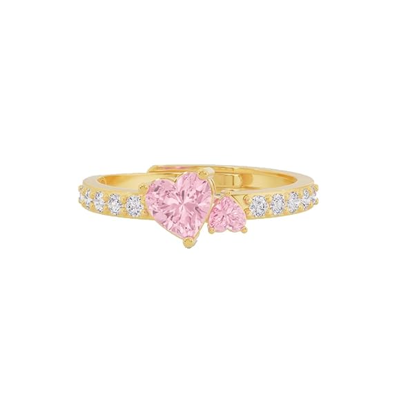 Silver Dual Hearts Ring – 18K Gold & Rose Gold Plated