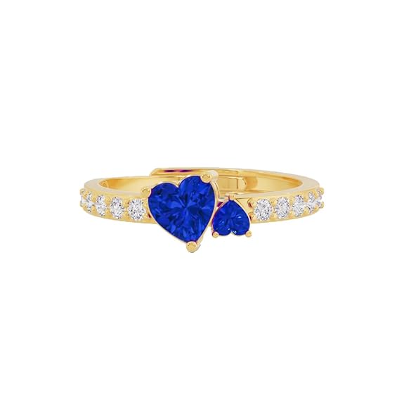 Silver Dual Hearts Ring – 18K Gold & Rose Gold Plated