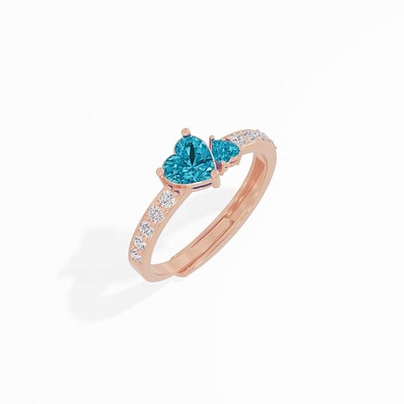 Silver Dual Hearts Ring – 18K Gold & Rose Gold Plated