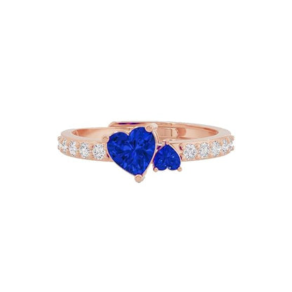 Silver Dual Hearts Ring – 18K Gold & Rose Gold Plated