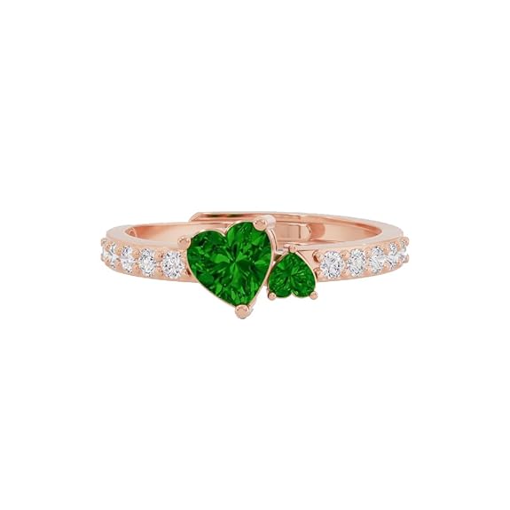 Silver Dual Hearts Ring – 18K Gold & Rose Gold Plated