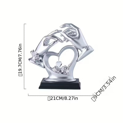 Elegant Resin Love Ornament with Heart Gemstone – Romantic Gift for Weddings & Valentine’s