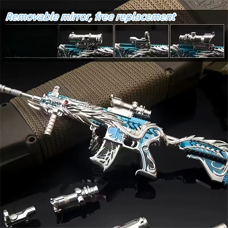 Deluxe M416 Metal Rifle Set – 9.45” Collectible with Dagger & Display Stand