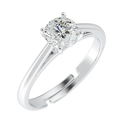 Elegant 925 Silver Diamond-Cut Solitaire Ring
