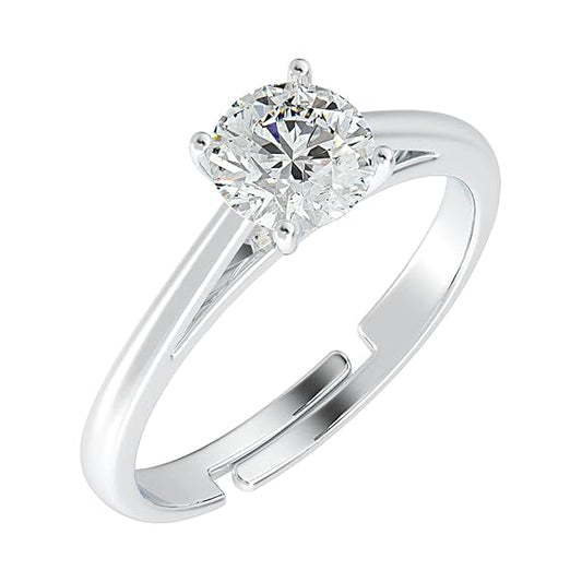 Elegant 925 Silver Diamond-Cut Solitaire Ring
