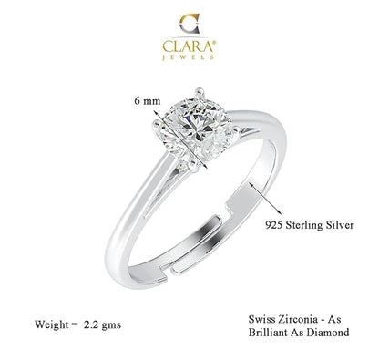 Elegant 925 Silver Diamond-Cut Solitaire Ring