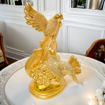 Couple Confession Rose Dove Statue – Romantic Home & Office Decor