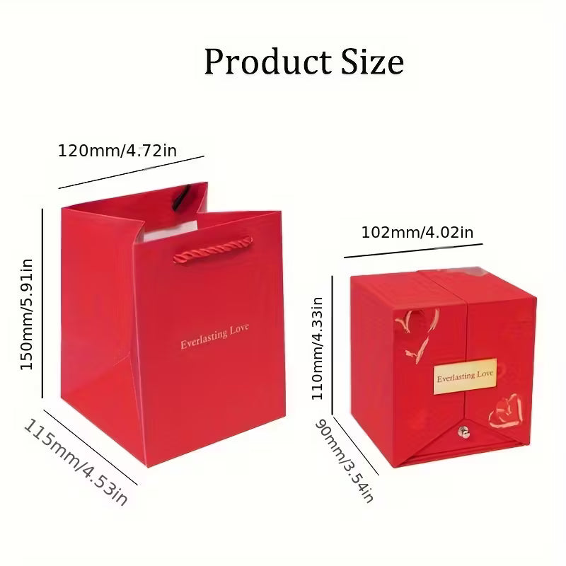 Red Acrylic Sunflower Jewelry Gift Box with Clear Window – Secure Closure