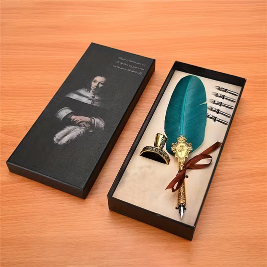 Classic Retro Fountain Dip Pen Set with 5 Replacement Nibs – Gift Box