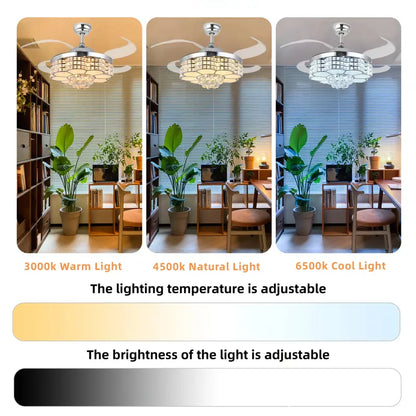 Crystal RGB Ceiling Fan with Light & Bluetooth Speaker – Remote & App Control