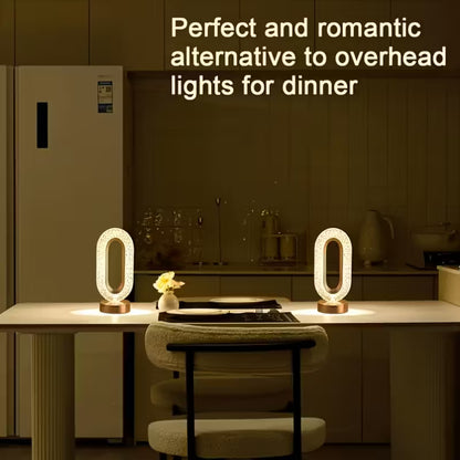 2pcs LED Acrylic Crystal Table Lamps – 3-Color Adjustable USB Ambient Night Lights