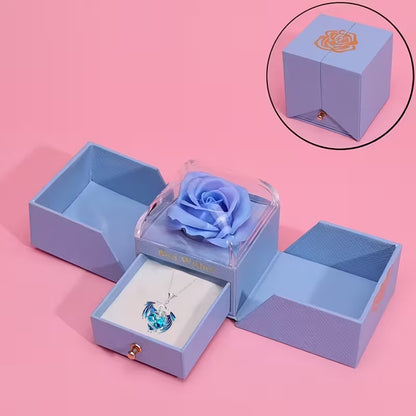 Elegant Dragon Pendant Necklace with Blue Rose Gift Box – Stylish Alloy Jewelry for Her