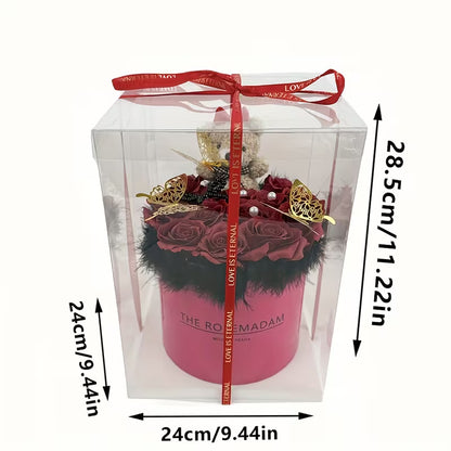 Artificial Rose in Cake-Shaped Vase with Butterfly Accent – Elegant Faux Flower Centerpiece