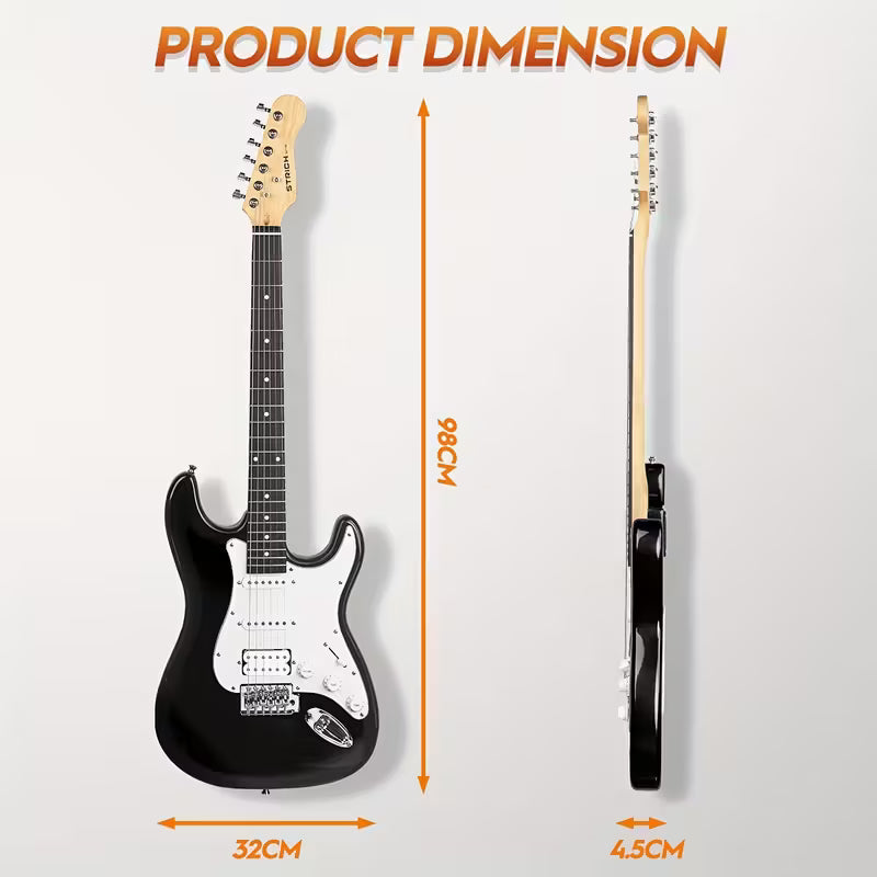 STRICH 39" Electric Guitar Kit – Full Set with Amp & Accessories (Black)