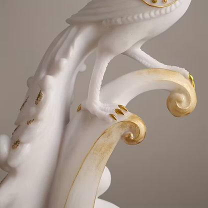 Modern White Peacock Figurine – Hand-Painted Resin Wedding & Holiday Decor