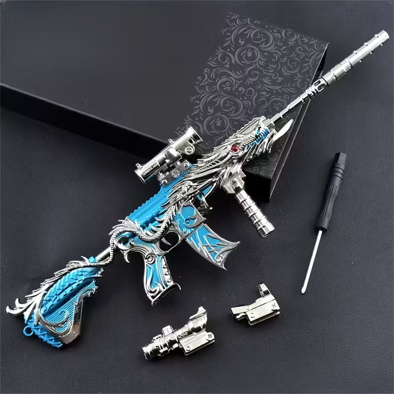 Deluxe M416 Metal Rifle Set – 9.45” Collectible with Dagger & Display Stand