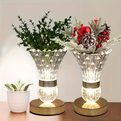 Modern Crystal Vase Table Lamp – Adjustable Warm Light, USB Plug-In Decor