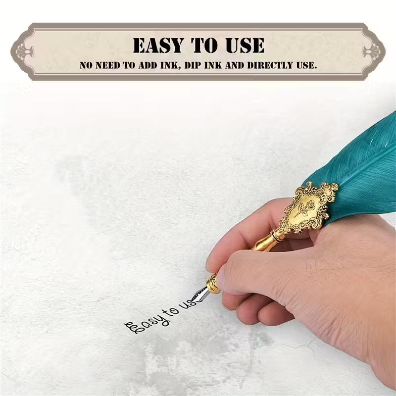 Classic Retro Fountain Dip Pen Set with 5 Replacement Nibs – Gift Box