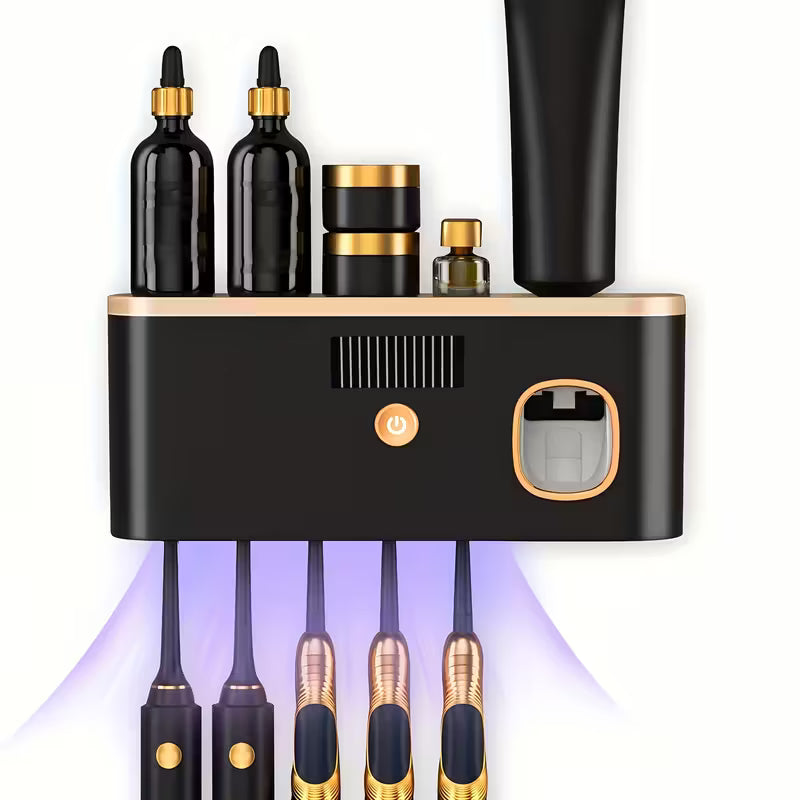 Smart Wall-Mounted Toothbrush Holder with Automatic Toothpaste Dispenser – USB Rechargeable
