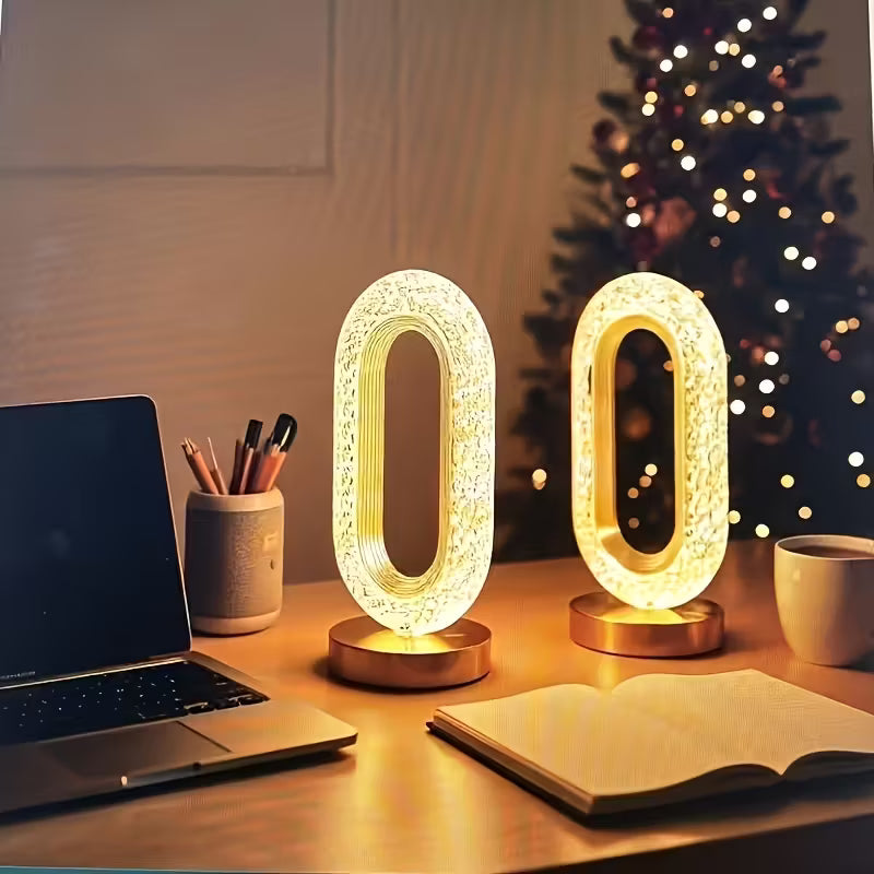 2pcs LED Acrylic Crystal Table Lamps – 3-Color Adjustable USB Ambient Night Lights