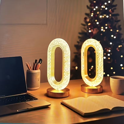 2pcs LED Acrylic Crystal Table Lamps – 3-Color Adjustable USB Ambient Night Lights