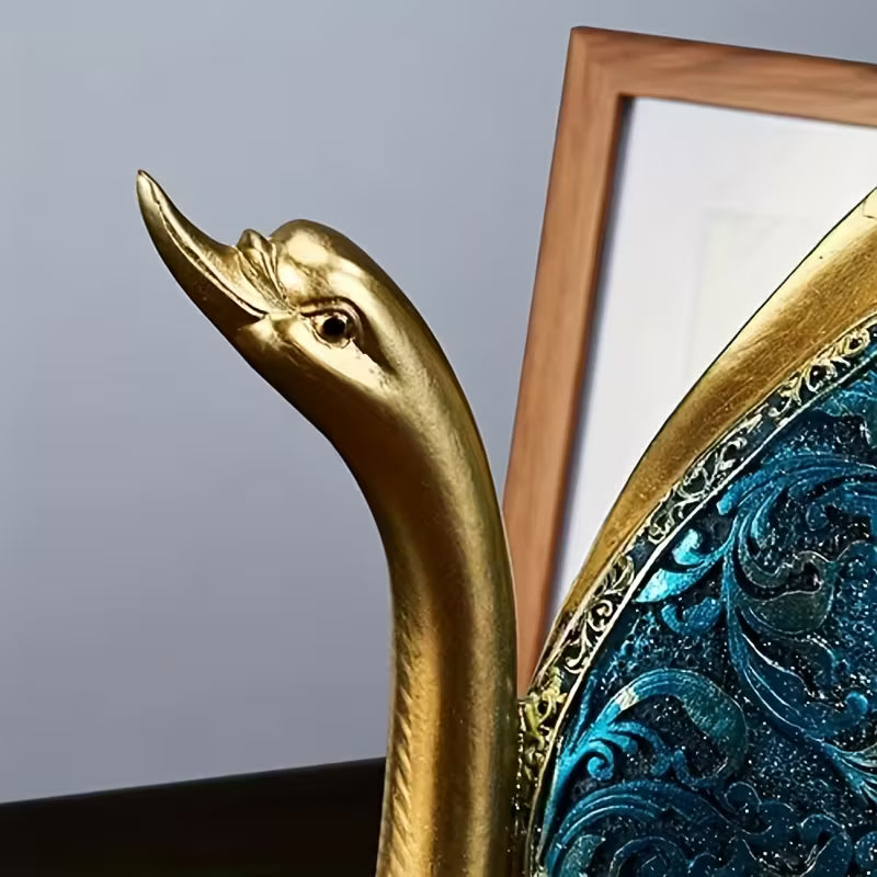 Hand-Painted Couple Swan Resin Ornaments – Romantic Home & Office Decor