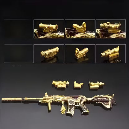 Deluxe M416 Metal Rifle Set – 9.45” Collectible with Dagger & Display Stand