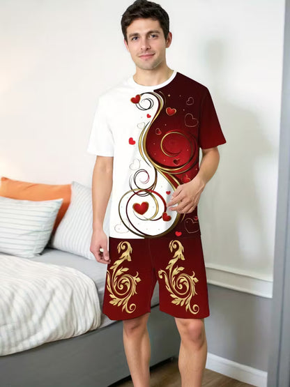 Couple Pajama Set – Men’s Shirt & Shorts + Women’s Camisole Nightdress, Soft & Breathable Fabric